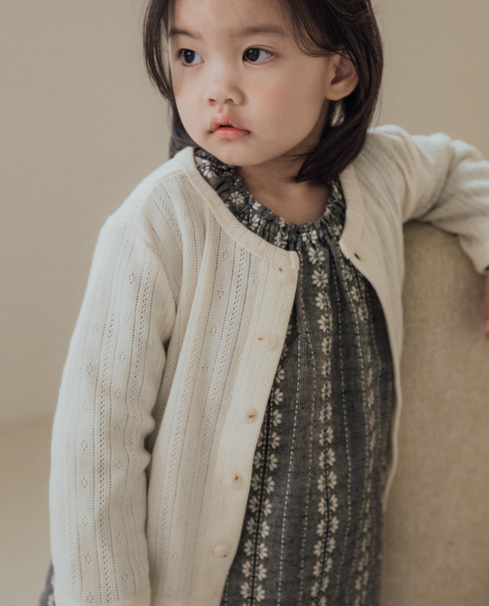 [Kids] ジャガードアイレットカーディガン
