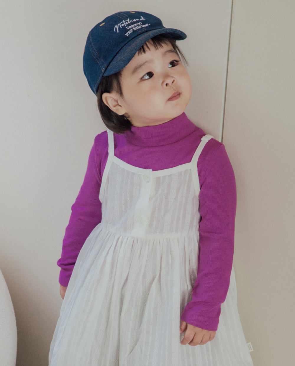 [Kids] (1&1) ふんわりとろみハーフネック無地 Tシャツ