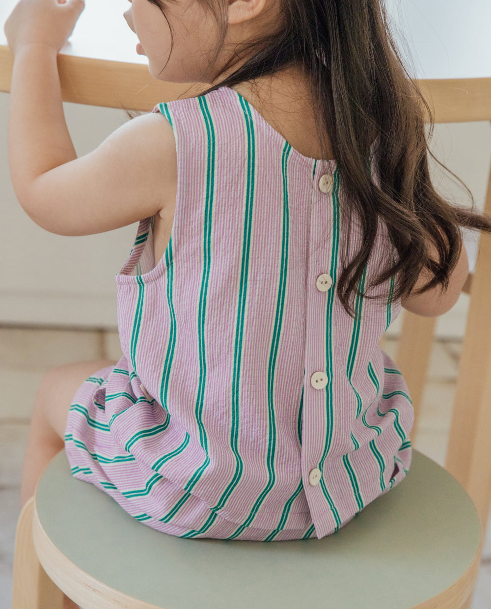 [Kids] エアークリンクル ストライプ ノースリーブ セットアップ
