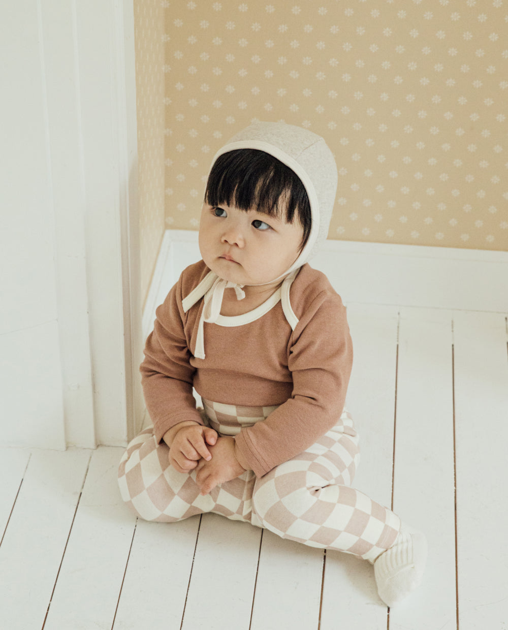 [Baby] ふんわりもちもち チェッカーボード 腹巻き付きレギンス
