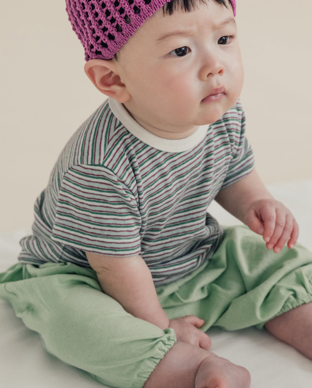 [Baby] コットンスパン ストライプ 半袖 Tシャツ