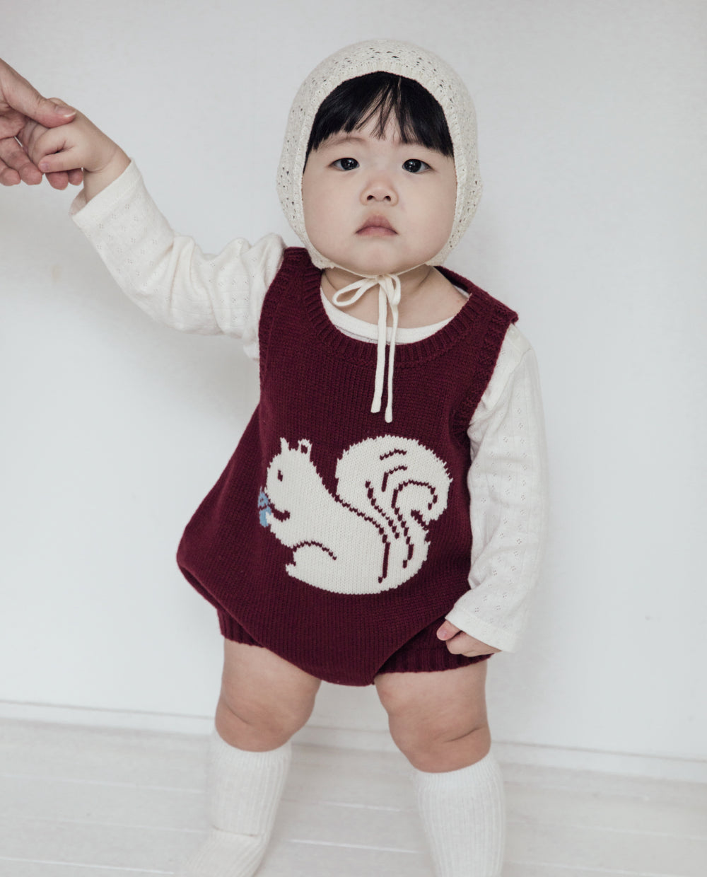 [Baby] ソフトジャガードニットロンパース