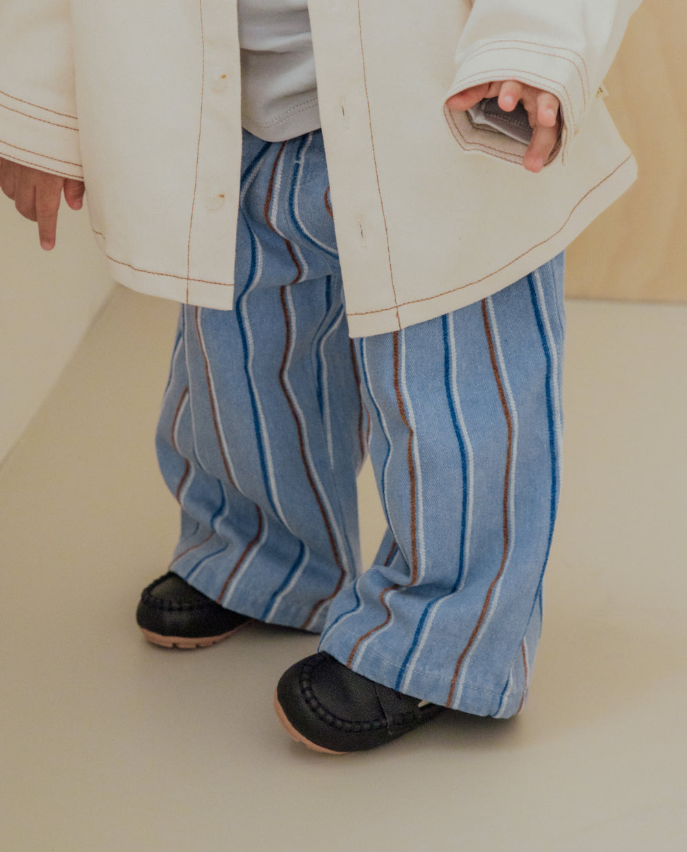 [Kids] ストライプワイドデニムパンツ