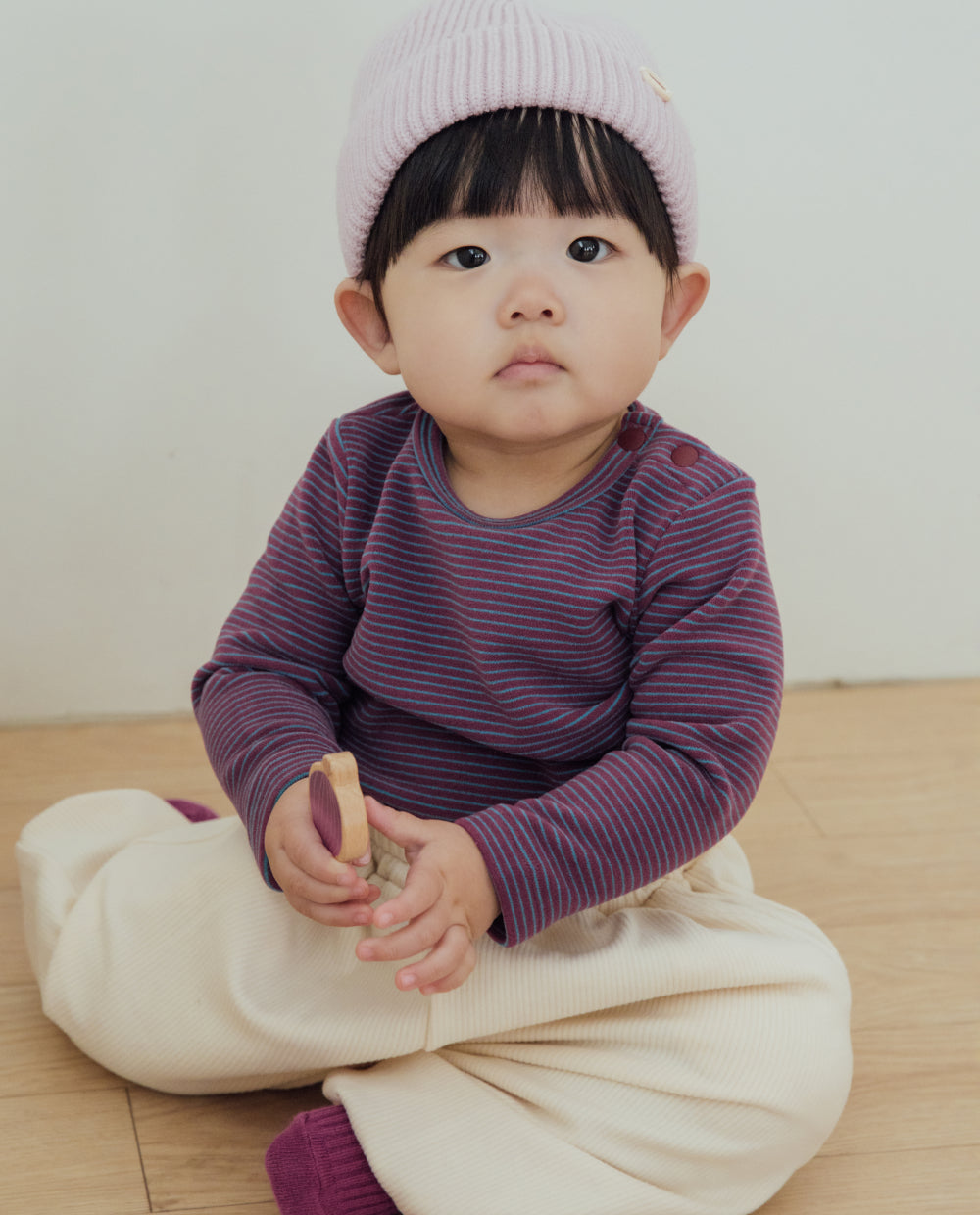 [Baby] ふんわりなめらかストライプTシャツ