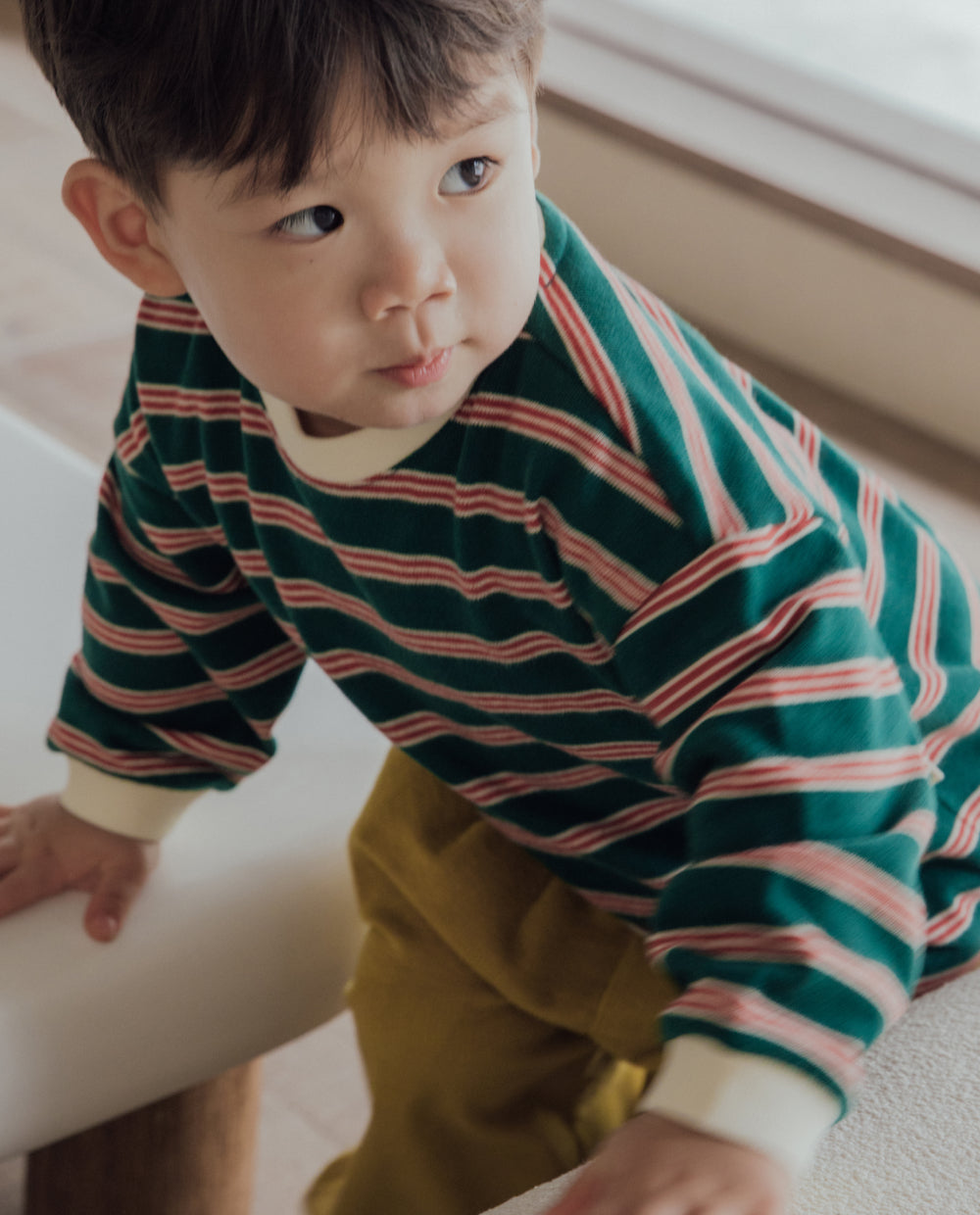 [Kids] コンフォートソフトダブルラインストライプTシャツ