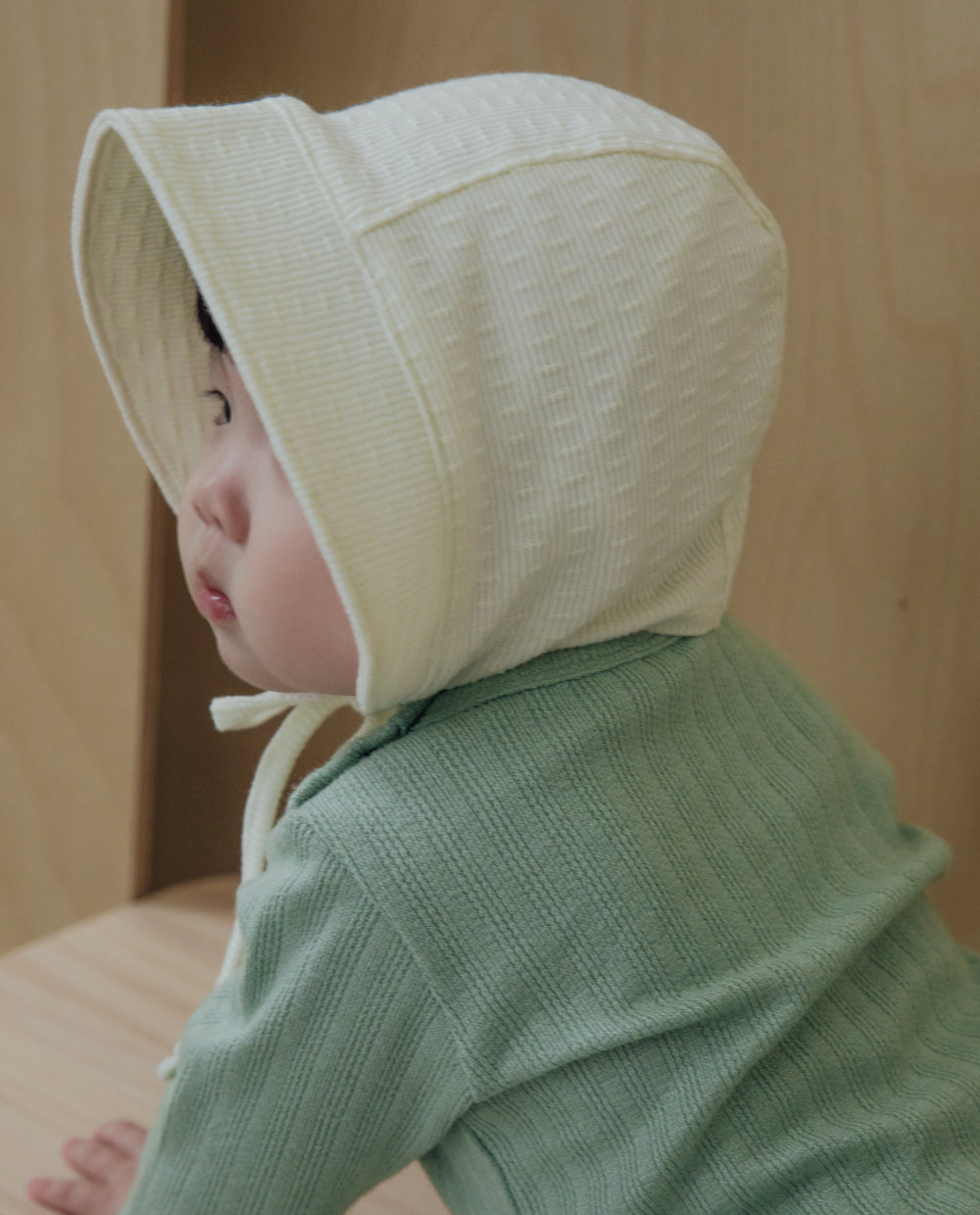 [Baby] ジャガードリブボンネット