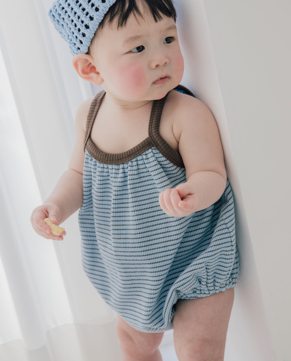 [Baby] ジャカードストライプバルーンフィットロンパース