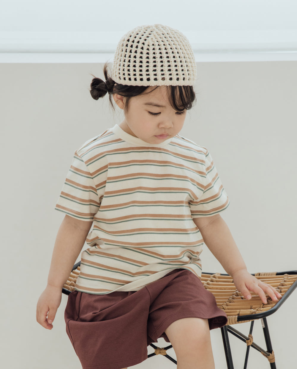 [Kids] コットンストライプレギュラーフィット半袖Tシャツ