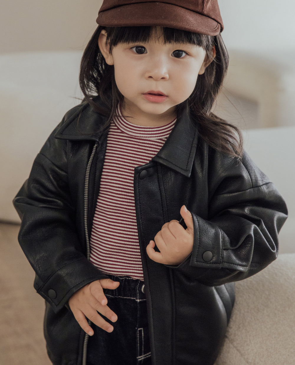 [Kids] ストレッチコットンリブスリムフィットTシャツ