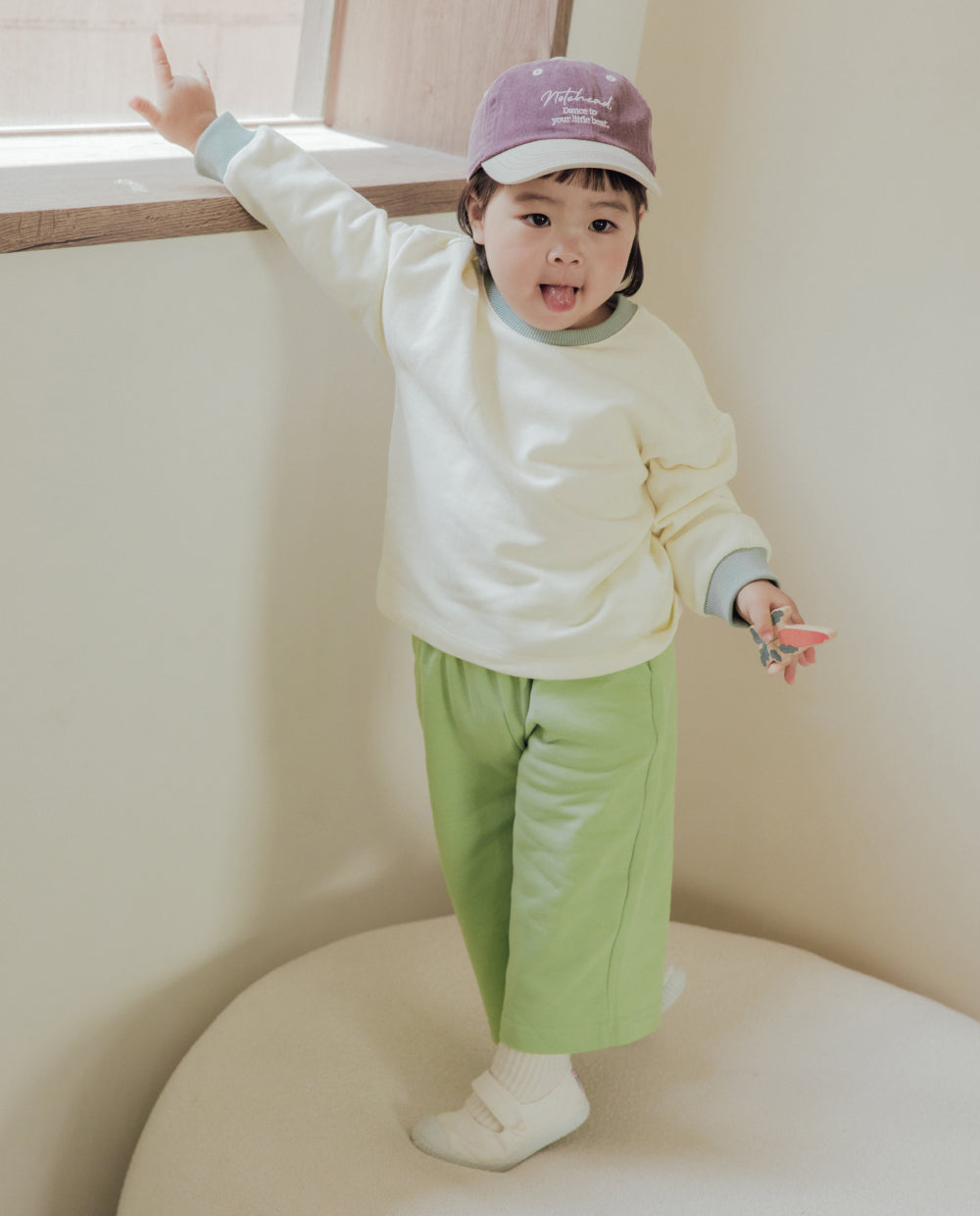 [Kids] ソフトコットンワイド8分丈パンツ