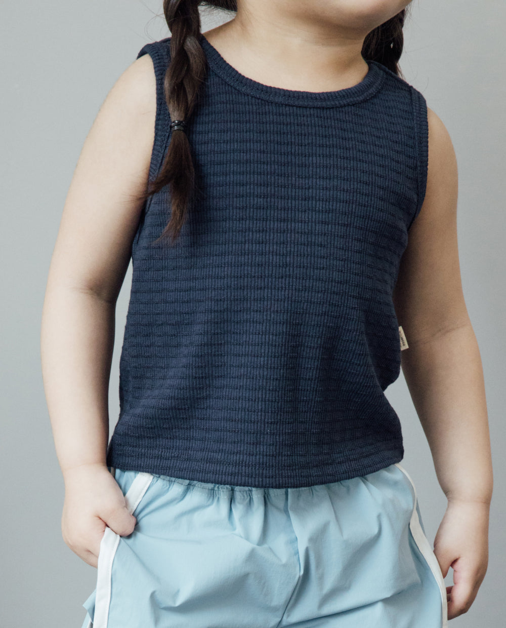 [Kids] ジャガードリブ ノースリーブTシャツ