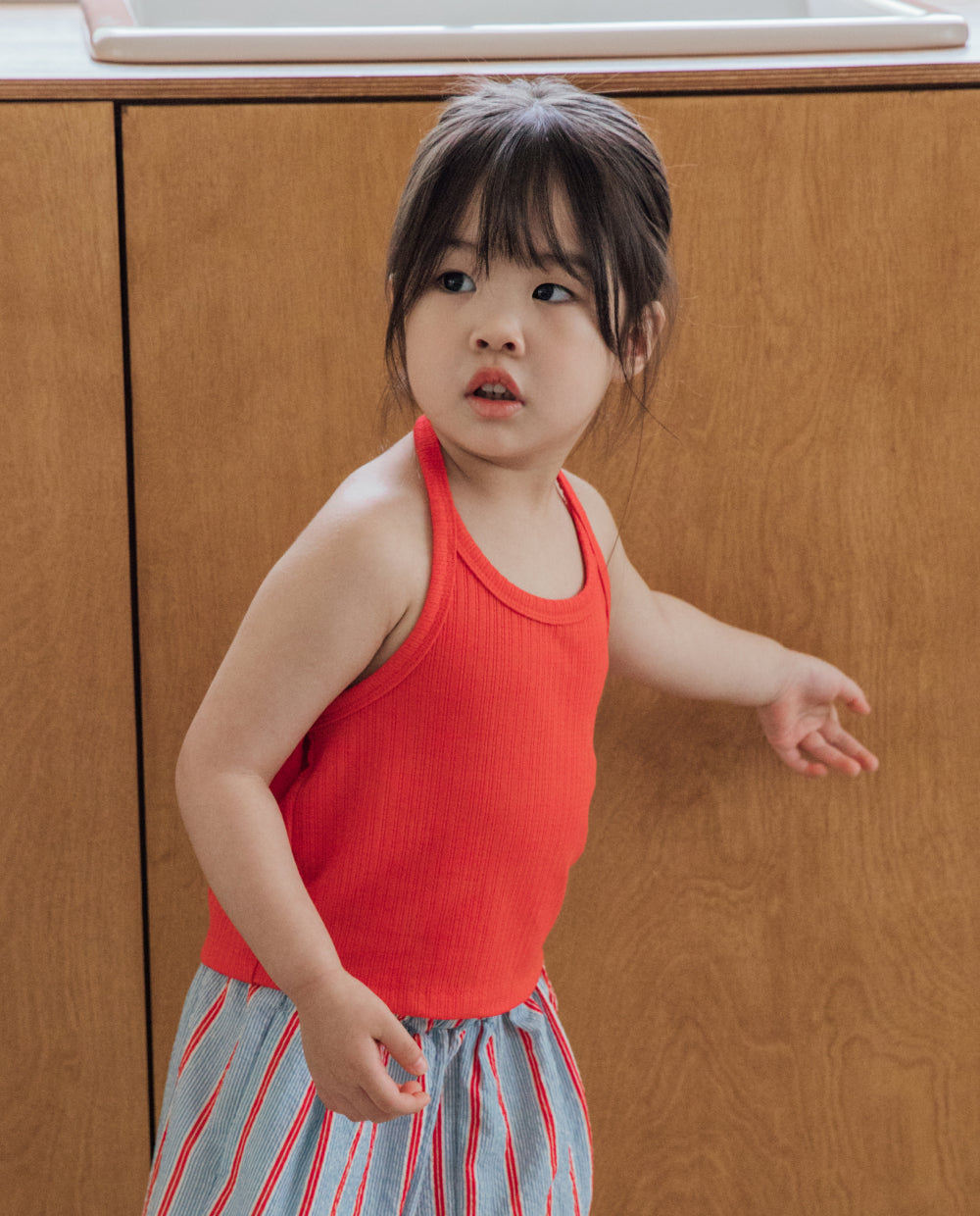 [Kids] メッシュアイレット ホルターネック Tシャツ