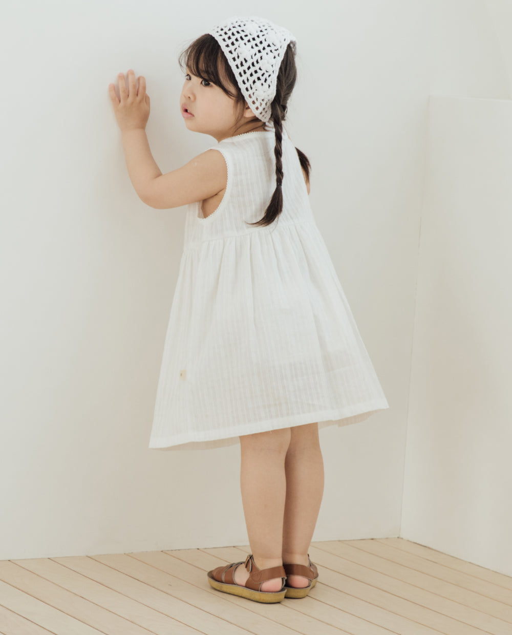 [Kids] コットンレースレイヤードワンピース
