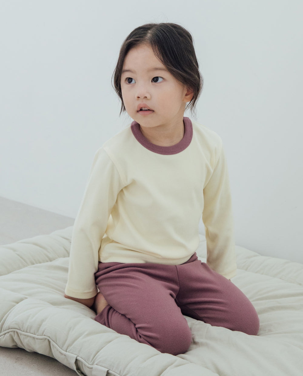 [Kids] ふんわりなめらかスリムフィットカラーブロックルームウェア