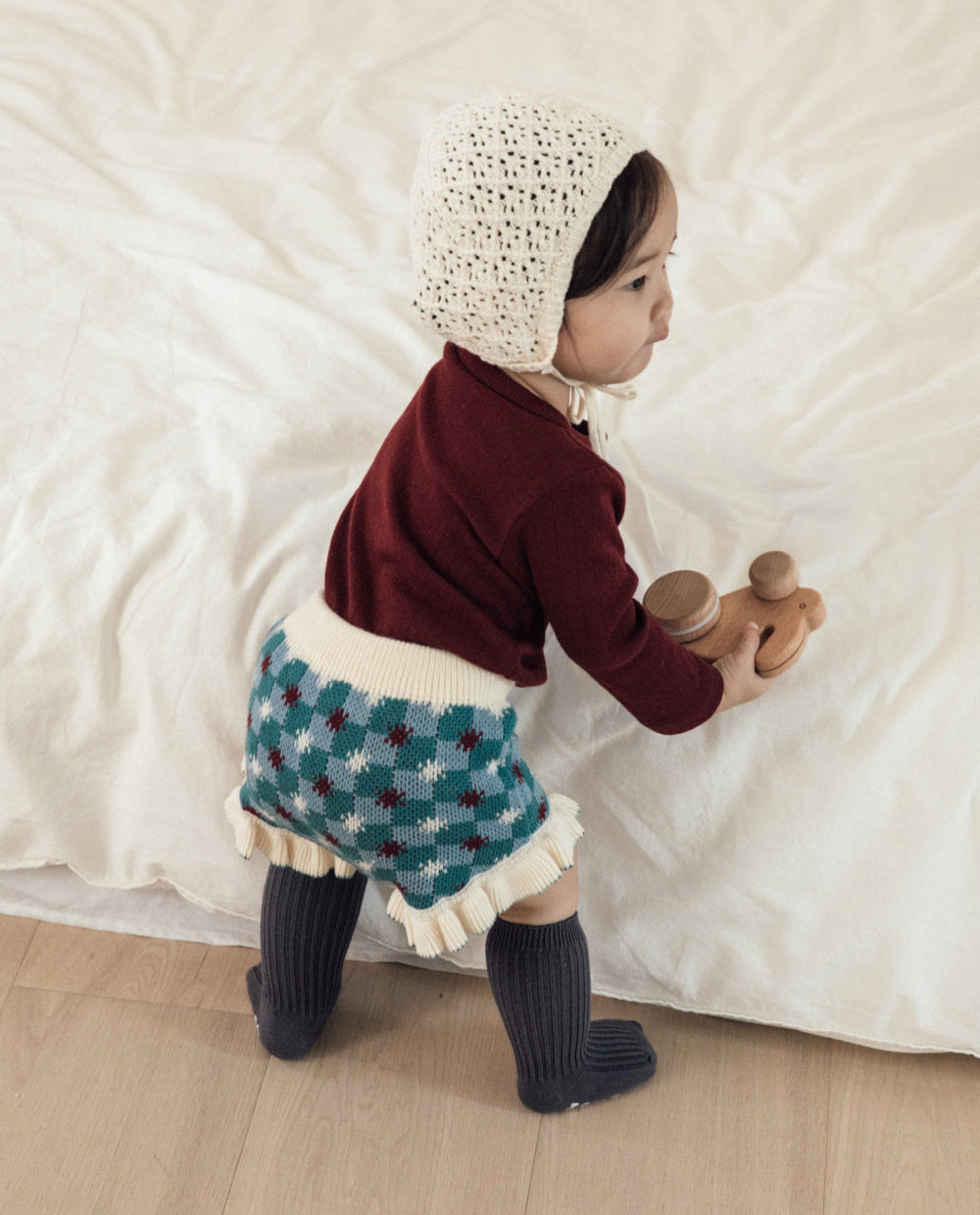 [Baby] ジャガードニットフリルブルマ