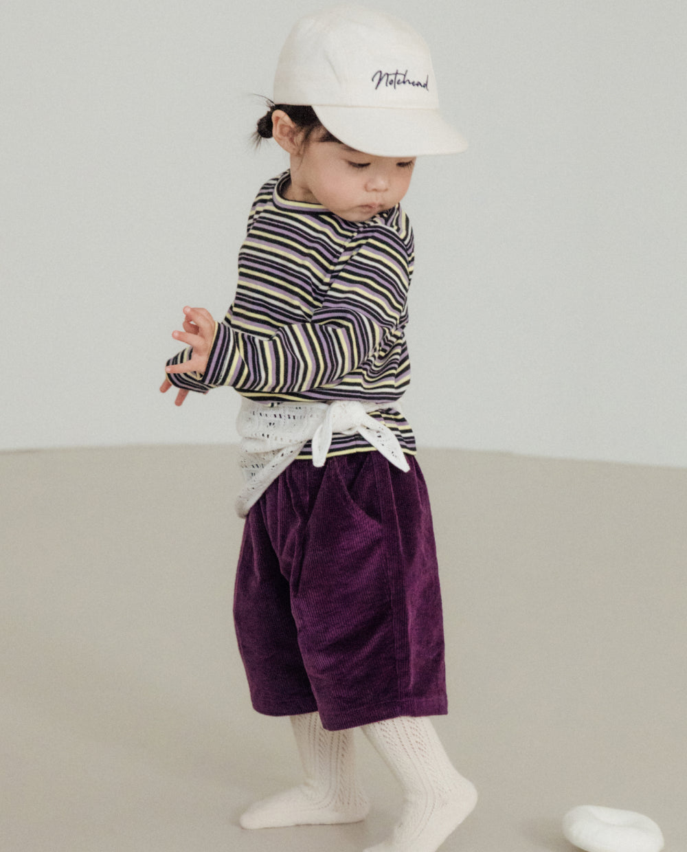 [Kids] もちもちコットンストライプ スリムフィットTシャツ