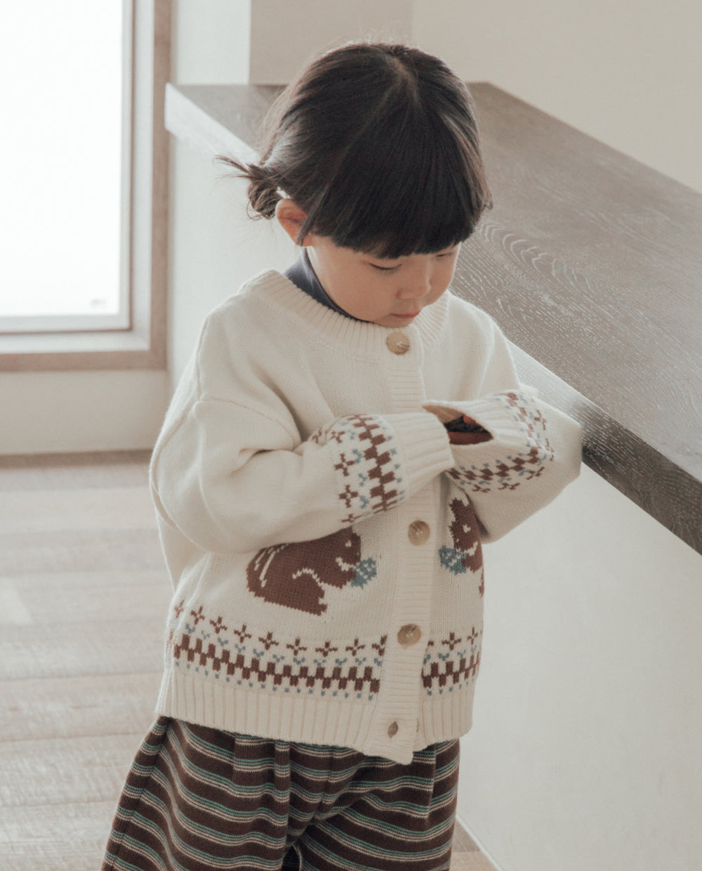 [Kids] ソフトジャガードニットカーディガン