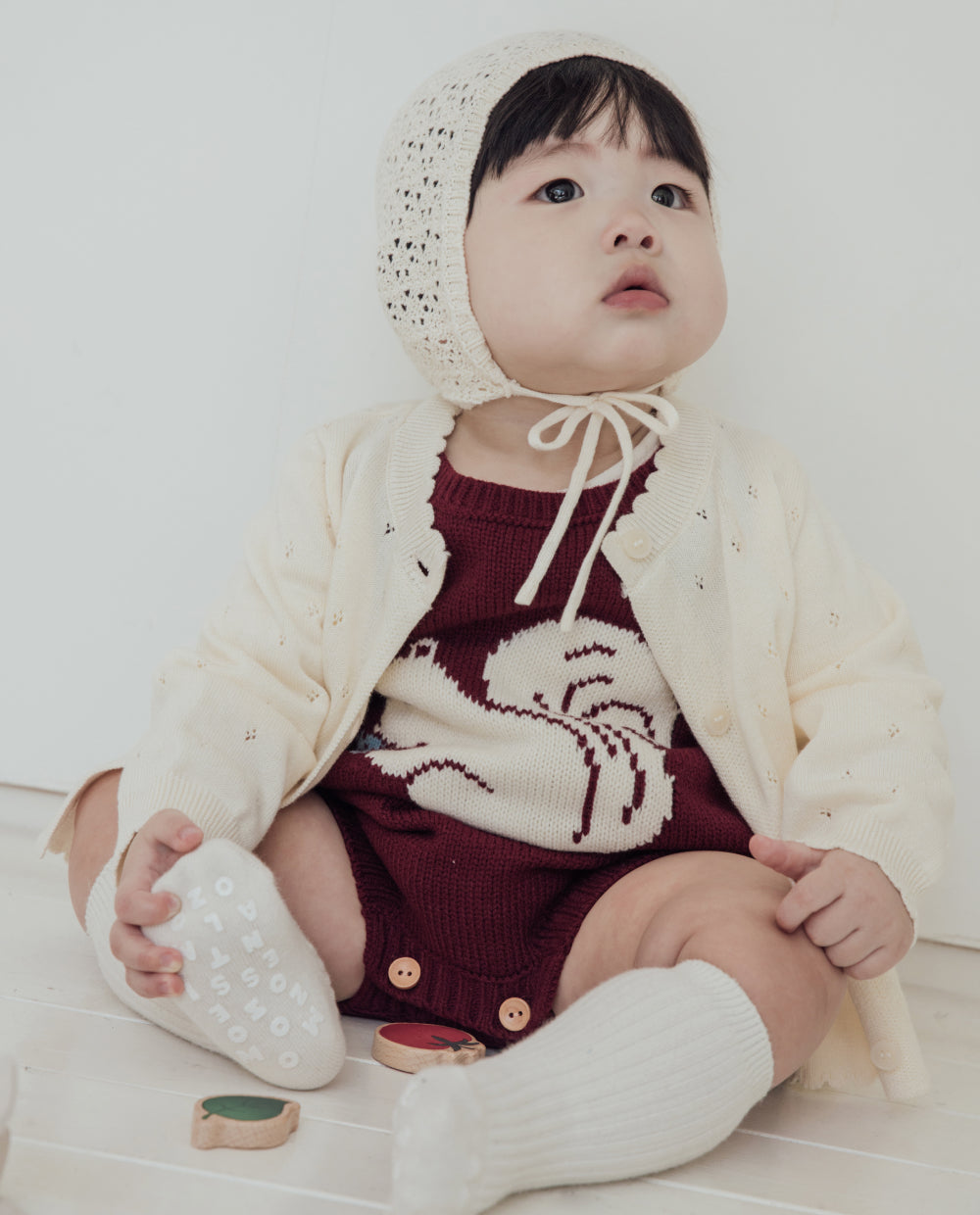 [Baby] コットンアイレットニットカーディガン