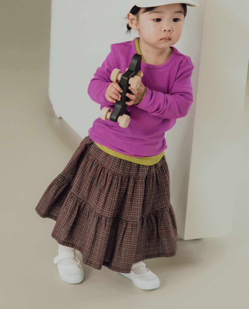 [Kids] コットンジャガードティアードスカート