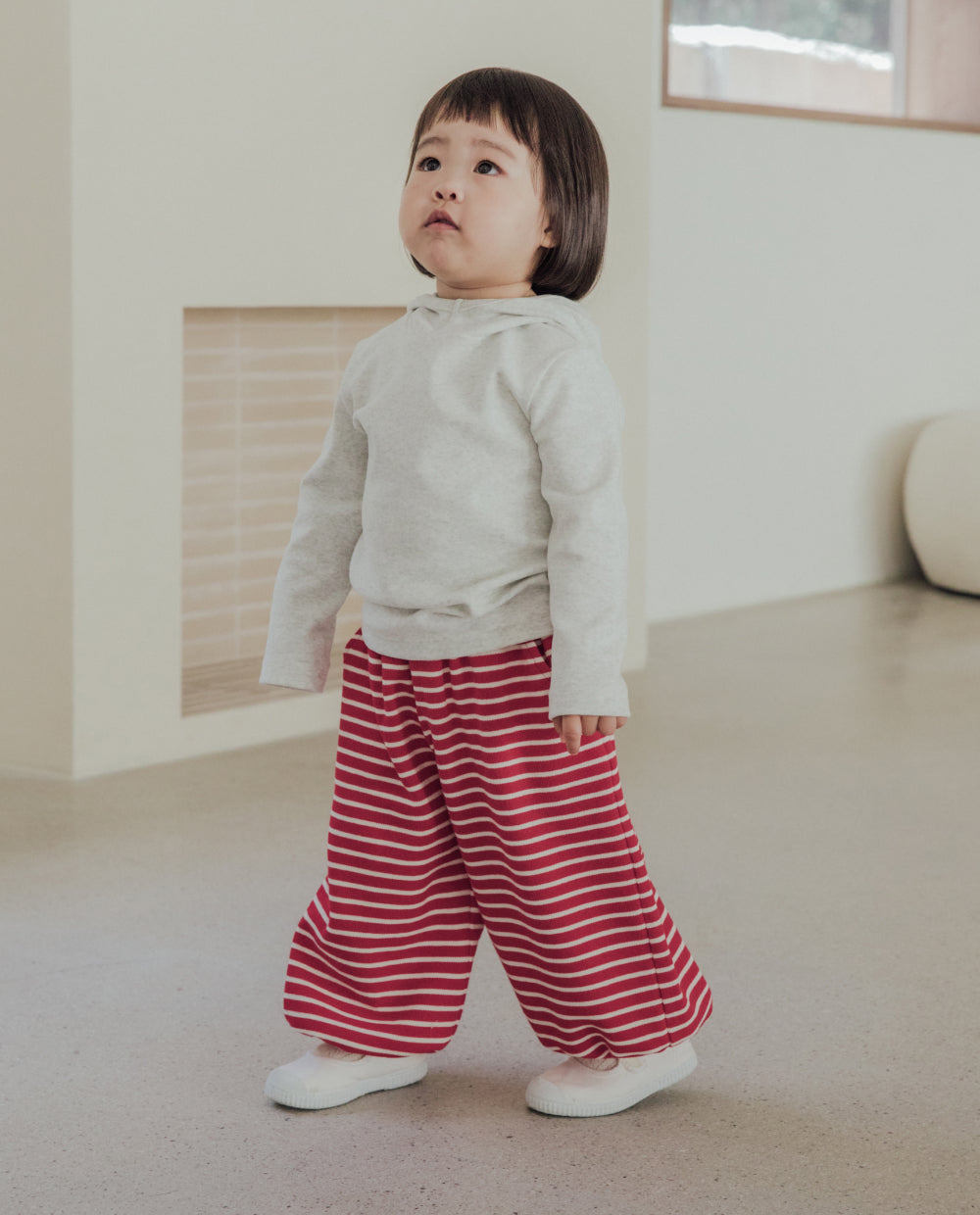 [Kids] ストレッチコットンストライプドローストリングパンツ