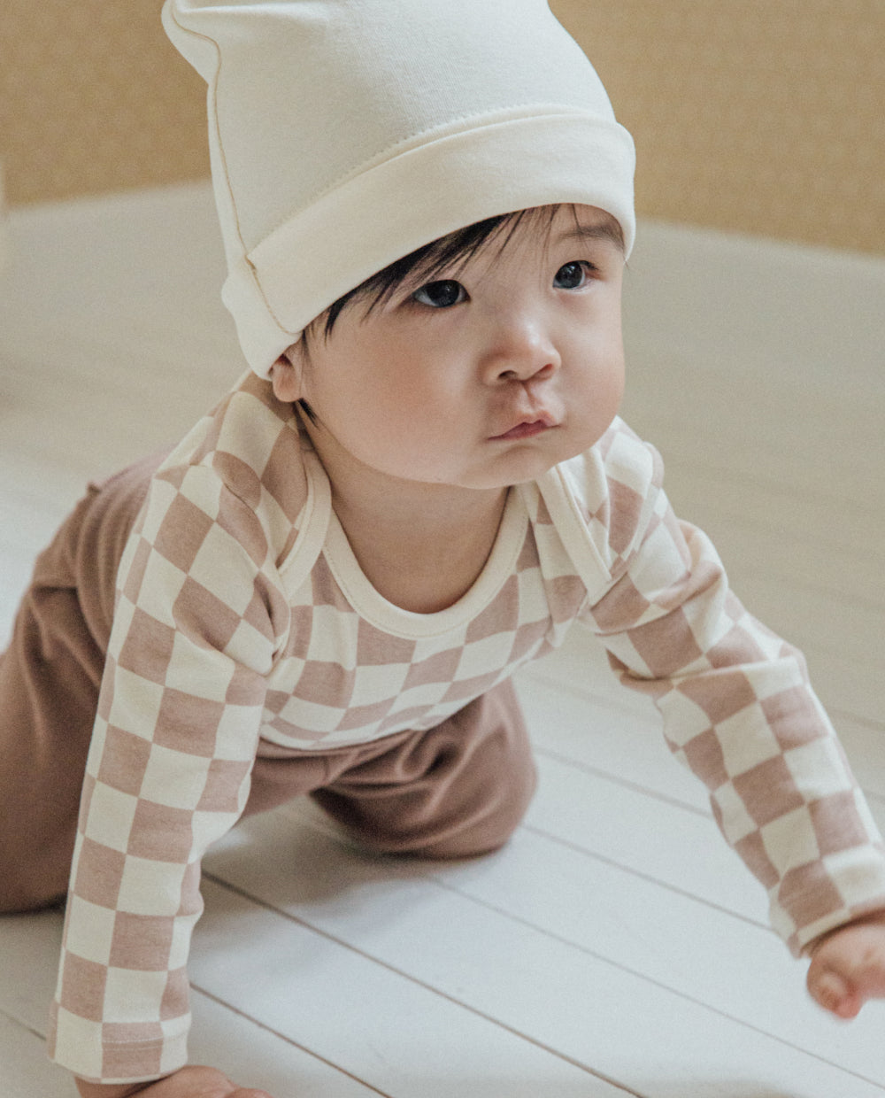 [Baby] ふんわりもちもち チェッカーボード ボディスーツ