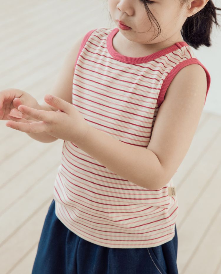 [Kids] ライトリブ ストライプ タンクトップ