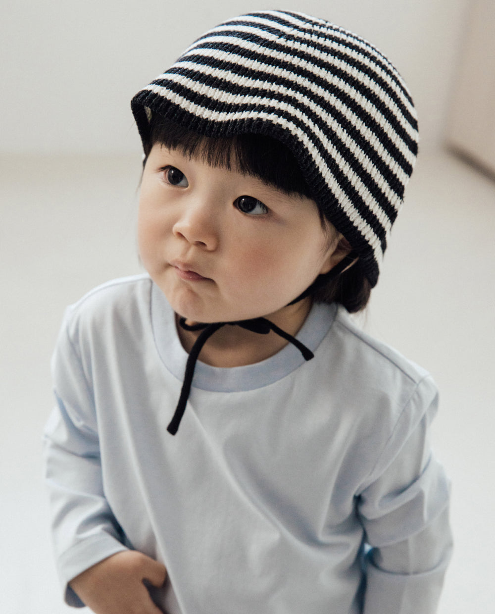 [Kids] ストライプ ニット バケットハット