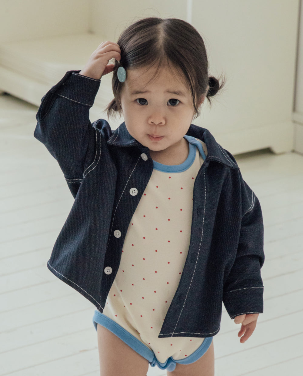 [Baby] もちもちデニムシャツジャケット