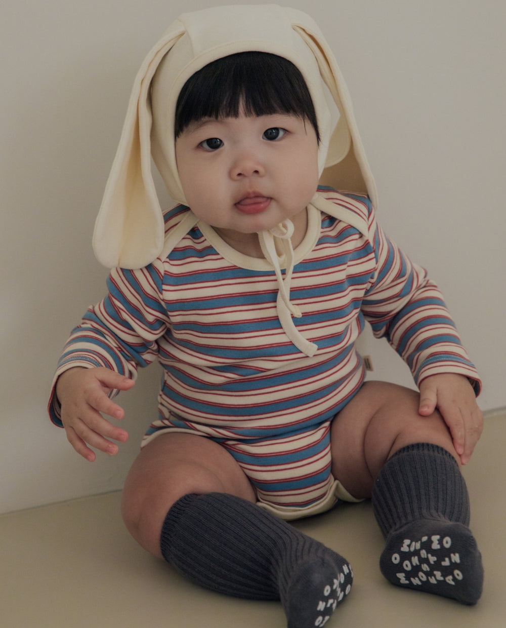 [Baby] ストレッチコットンマルチストライプボディスーツ
