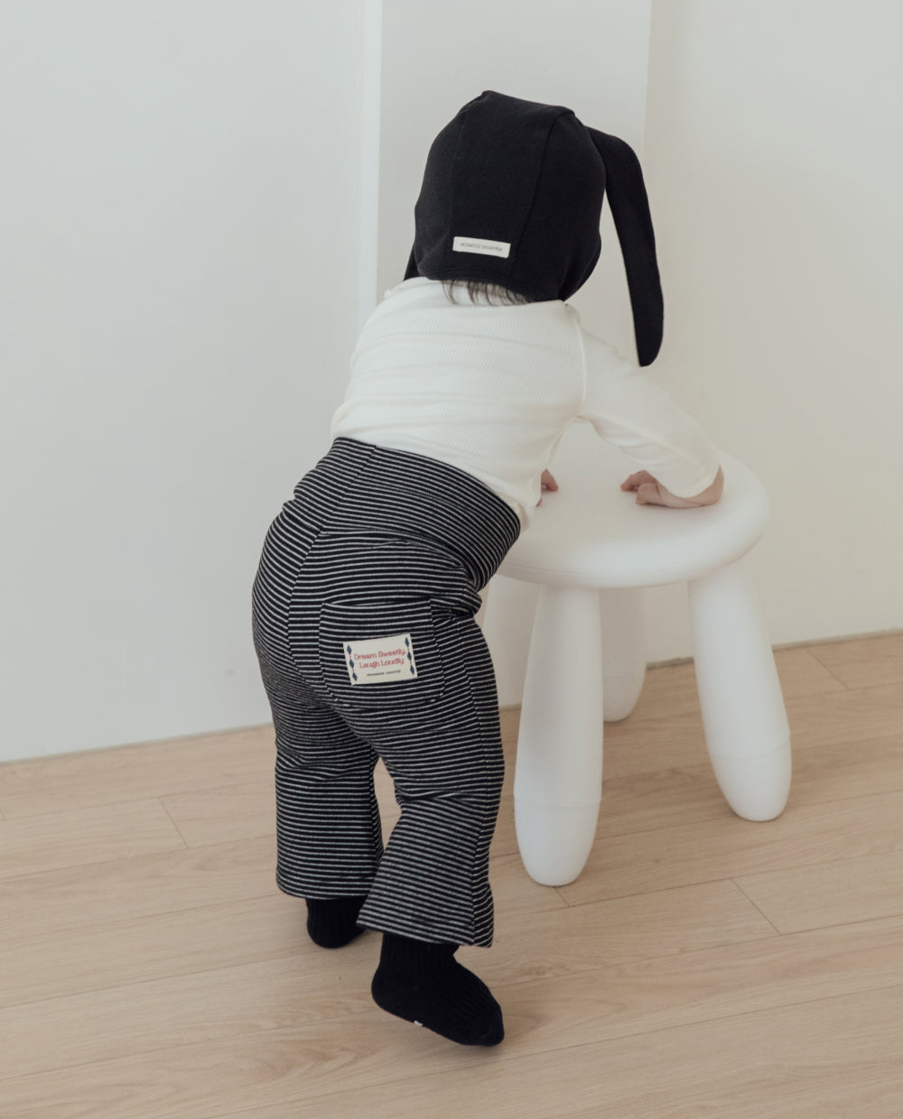 [Baby] ふんわりなめらかストライプ腹巻リブブーツカットパンツ