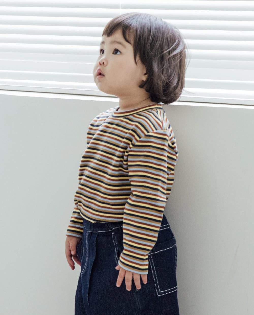 [Kids] ふんわりなめらかレギュラーフィットストライプTシャツ