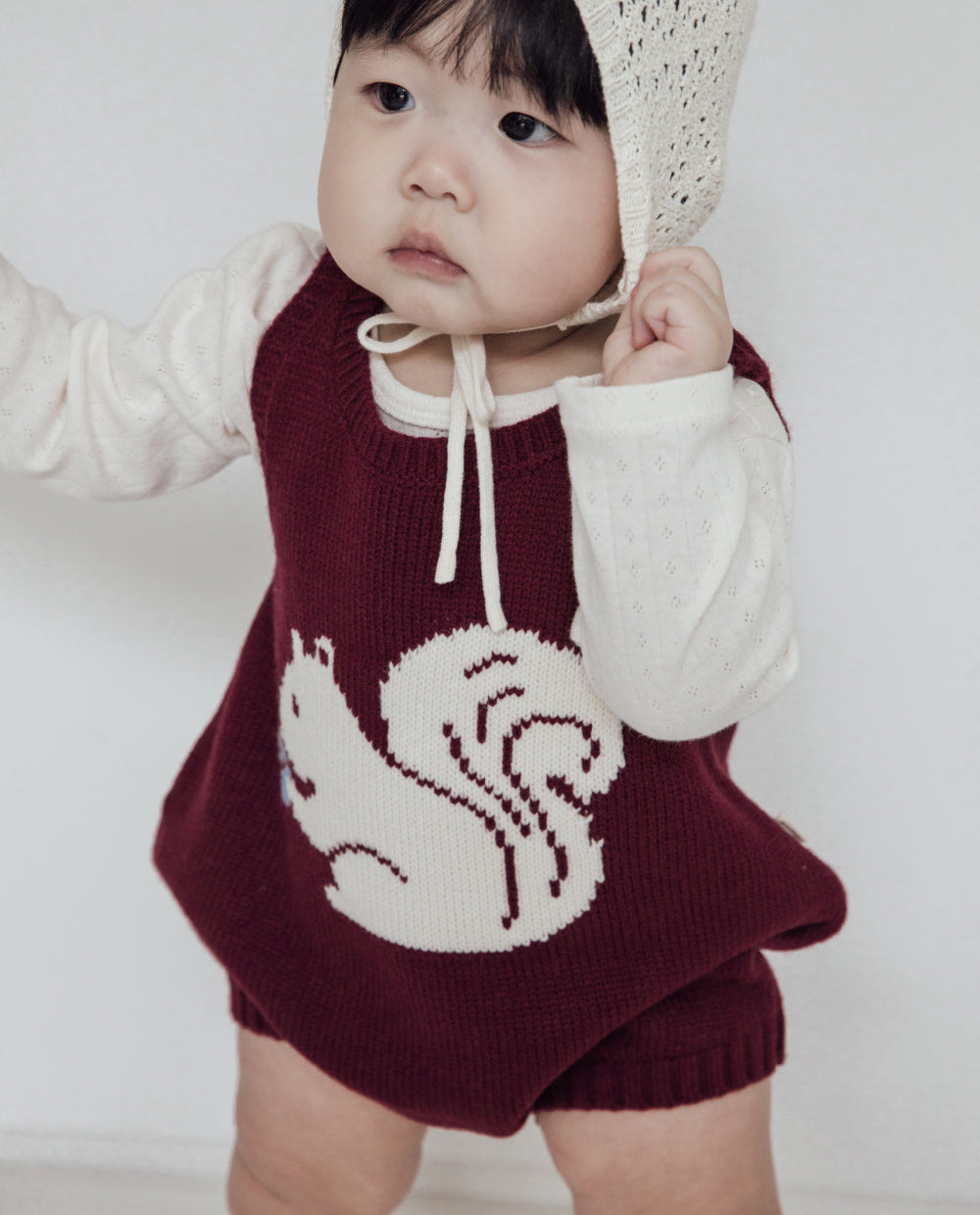 [Baby] ソフトジャガードニットロンパース