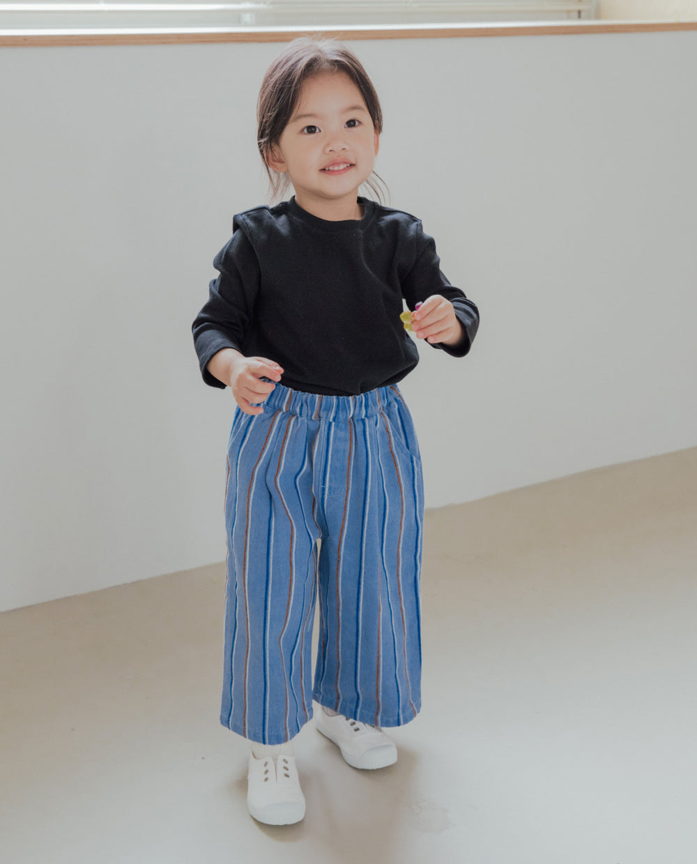 [Kids] ストライプワイドデニムパンツ