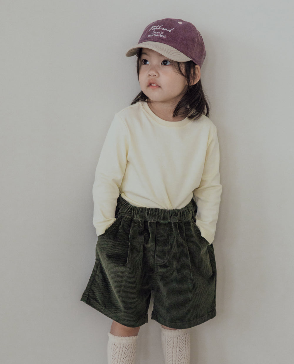 [Kids] ライトコーデュロイピンタックハーフパンツ