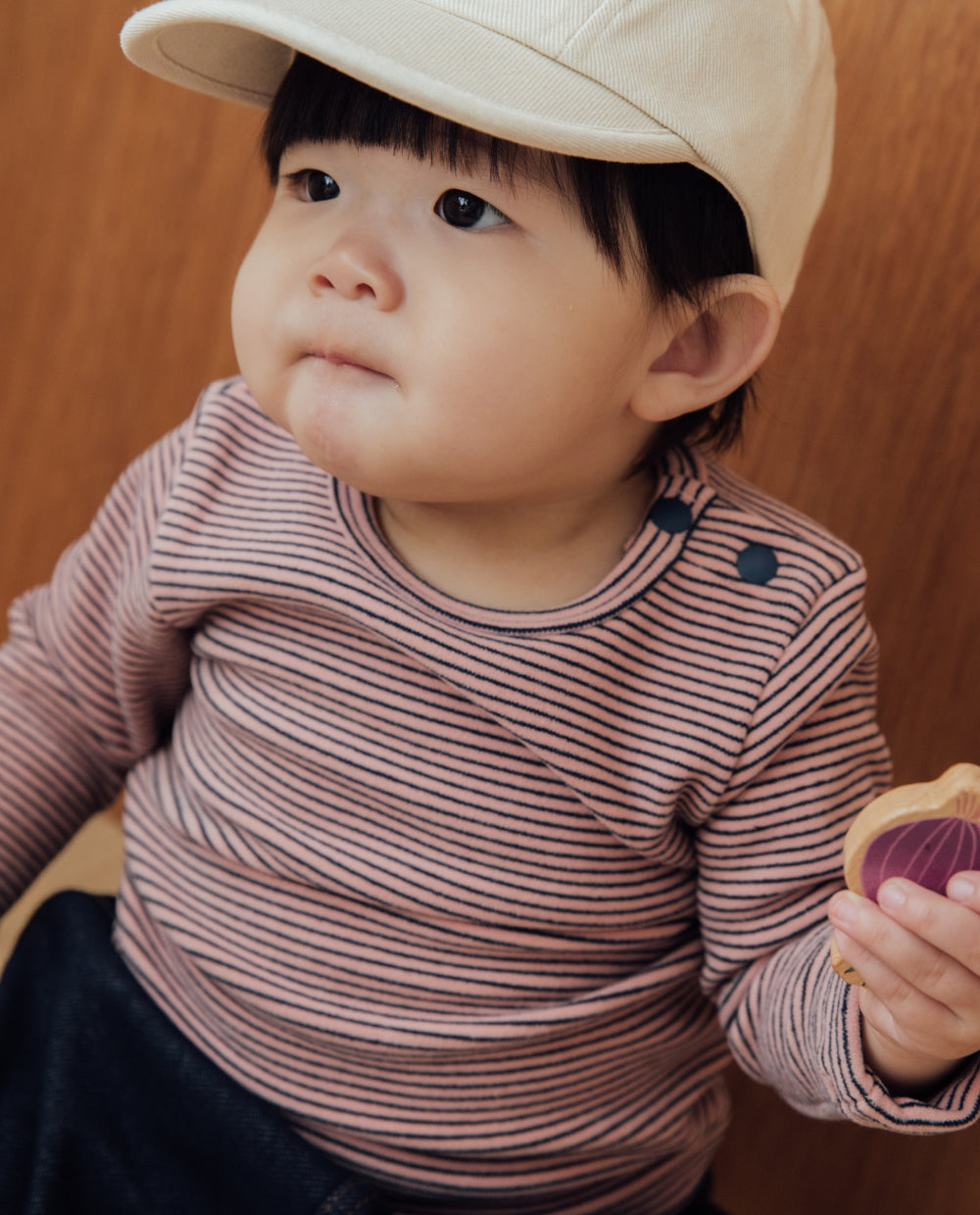 [Baby] ふんわりなめらかストライプTシャツ