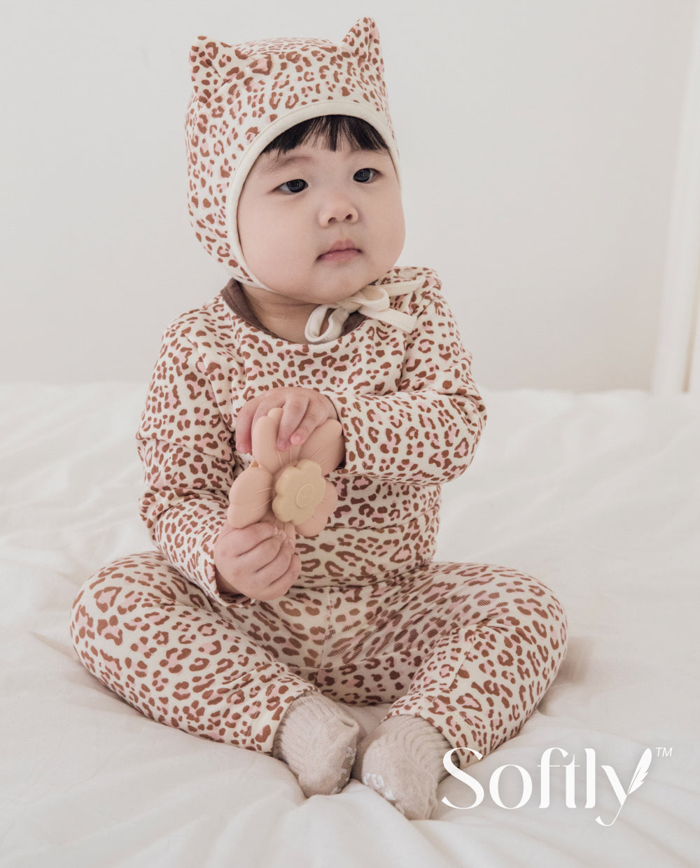 [Baby] ソフトリーふんわりもちもちレオパード腹巻付きレギンス