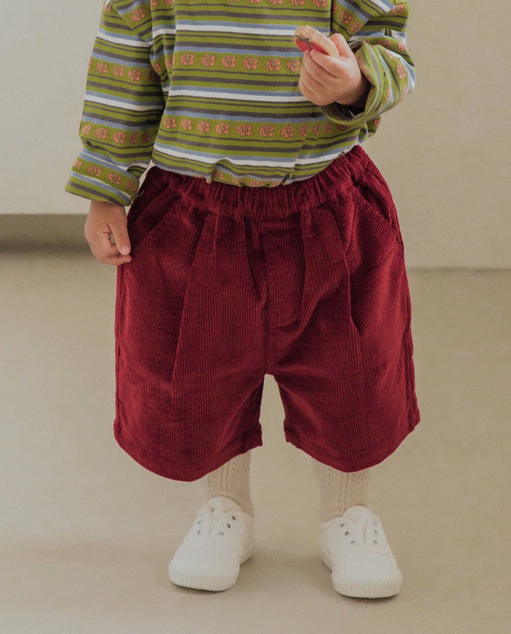 [Kids] ライトコーデュロイピンタックハーフパンツ