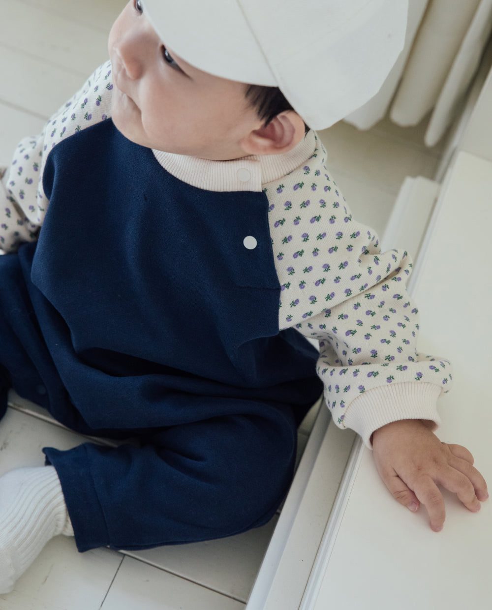 [Baby] コンフォートソフトバイカラー ロンパース