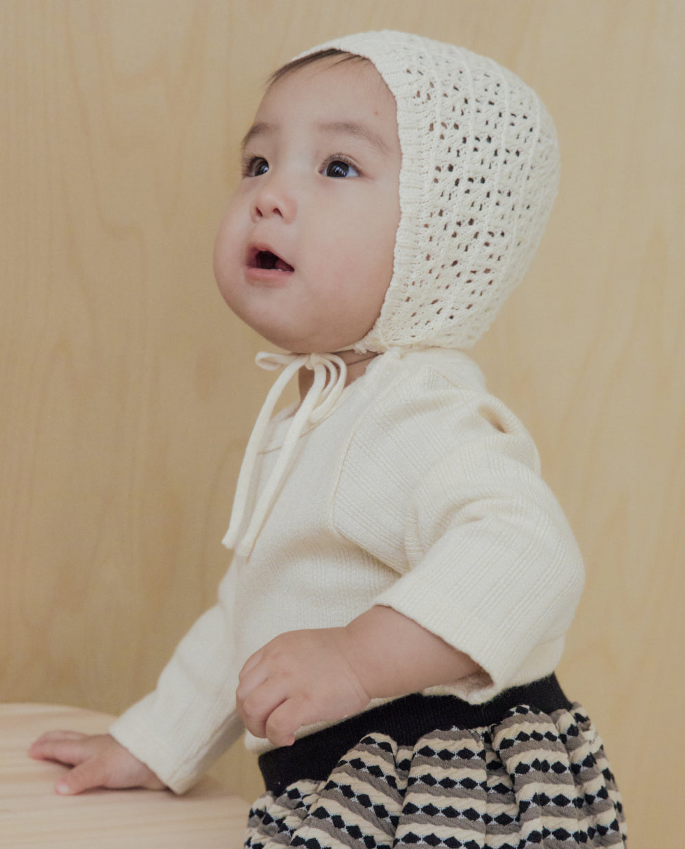 [Baby] コットンアイレットニットボンネット
