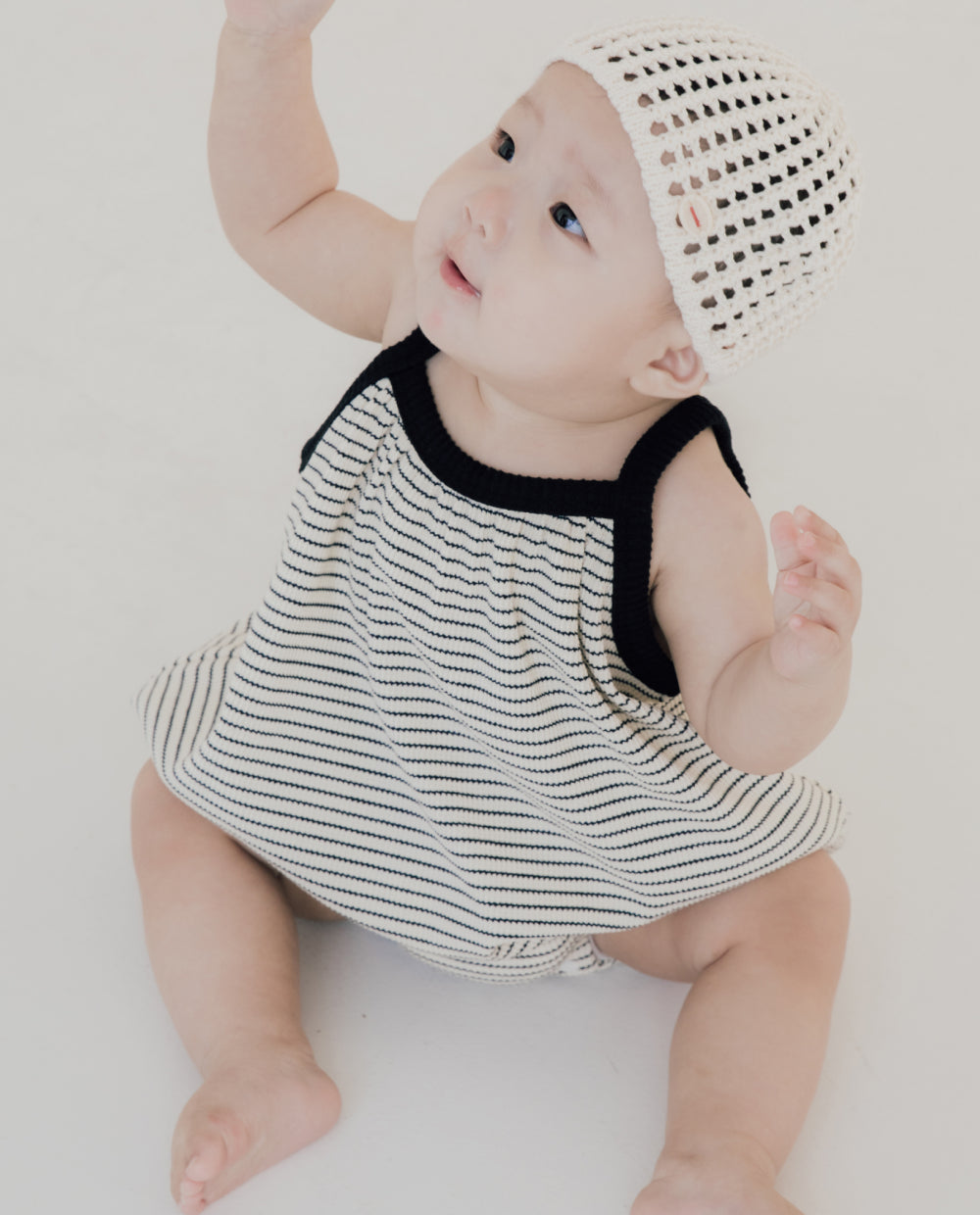 [Baby] ジャカードストライプバルーンフィットロンパース
