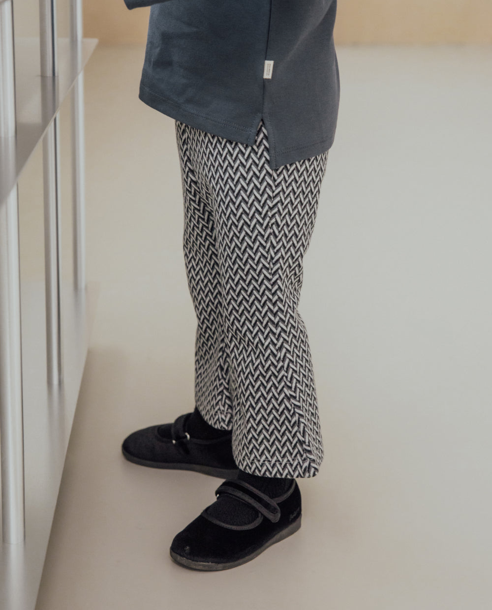 [Kids] ジャガードニット8分丈ブーツカットパンツ