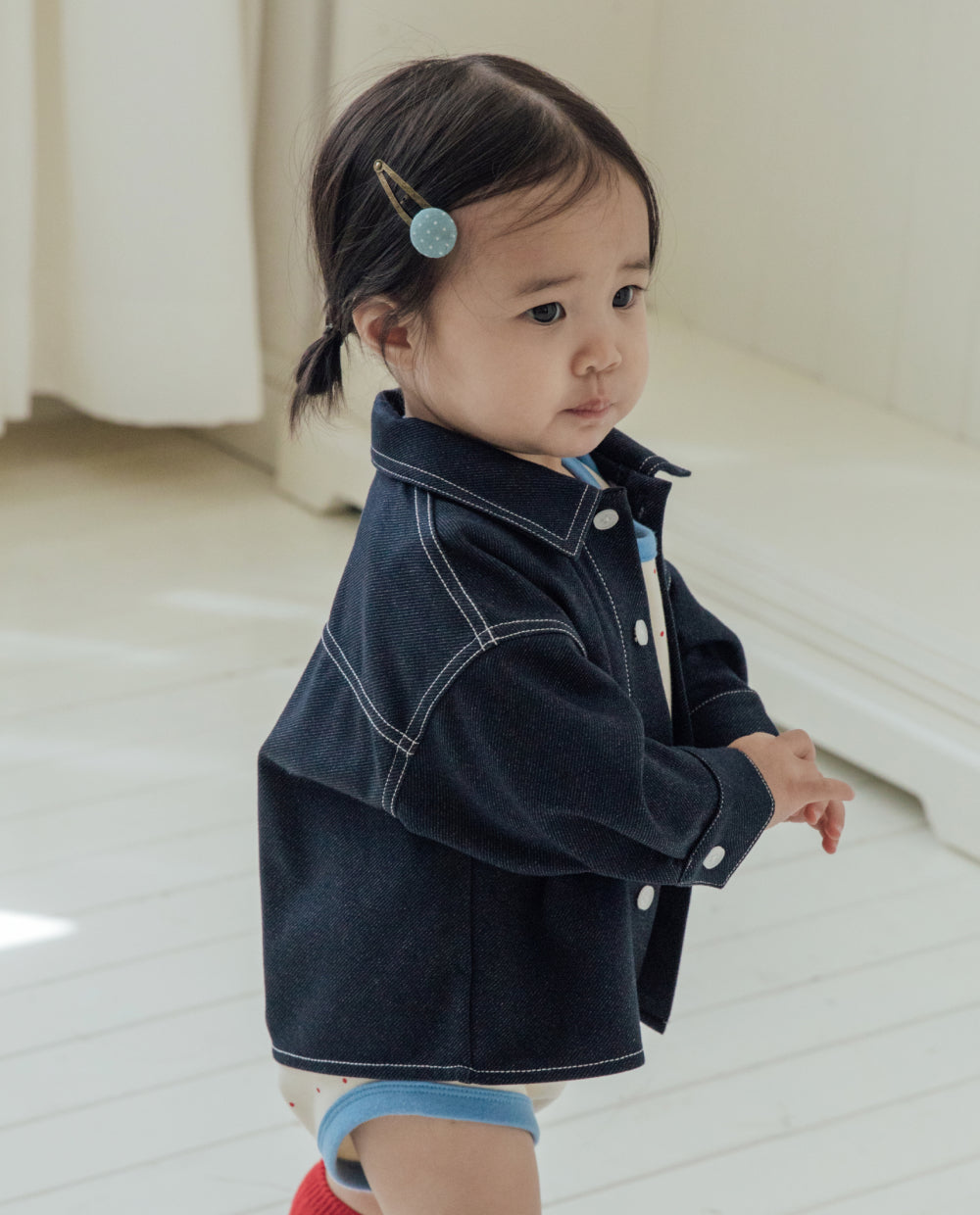 [Baby] もちもちデニムシャツジャケット