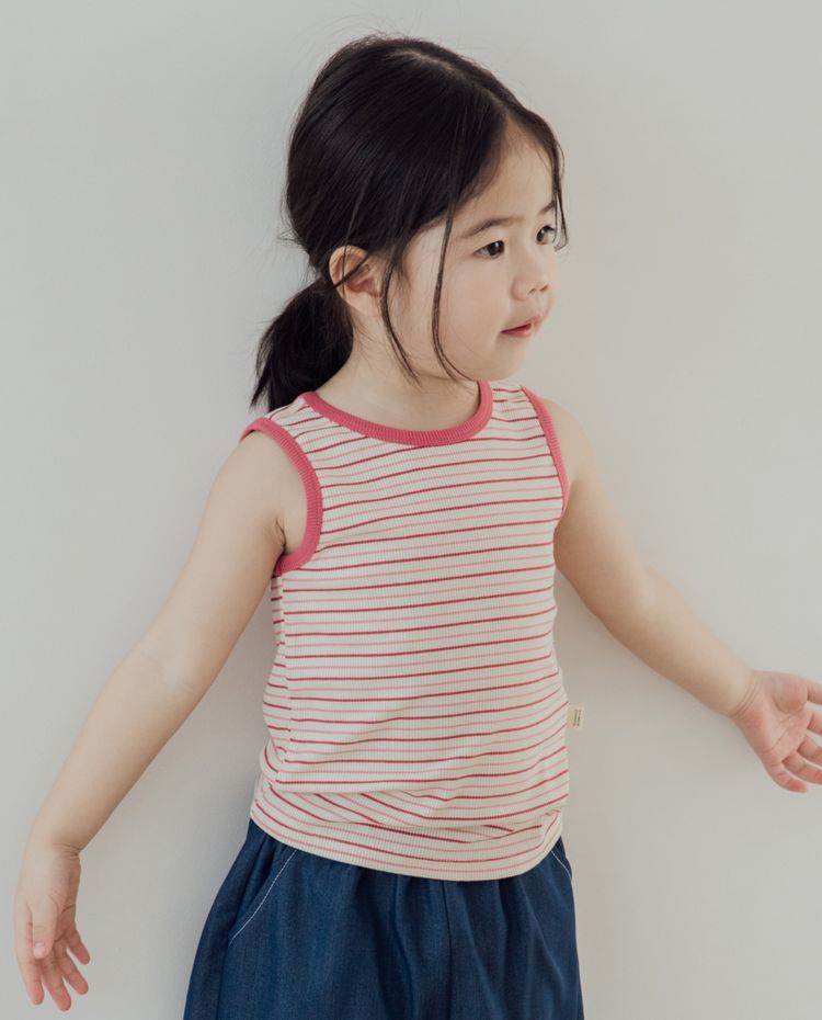 [Kids] ライトリブ ストライプ タンクトップ