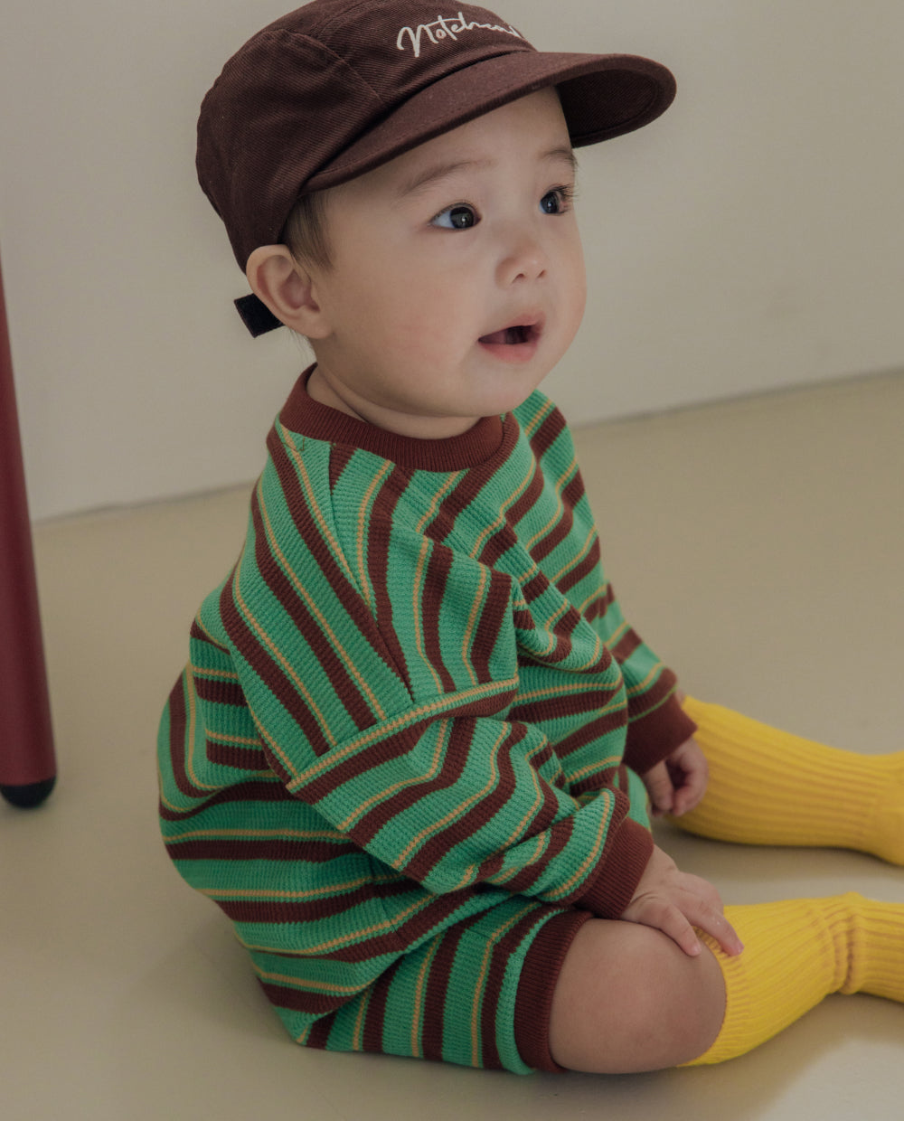 [Baby] ソフトワッフルワイドシルエットロンパース