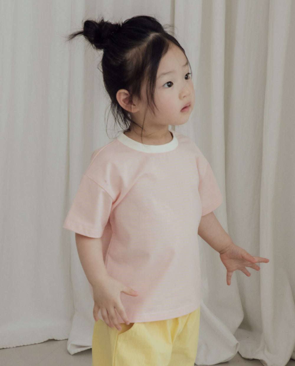 [Kids] ダブルラインボーダー レギュラーフィットTシャツ