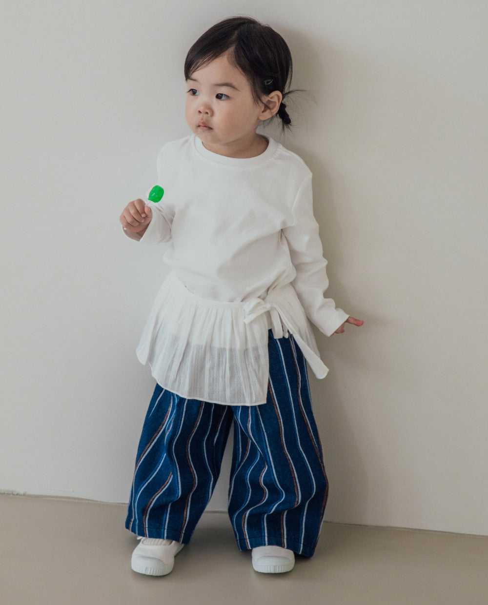 [Kids] ストライプワイドデニムパンツ