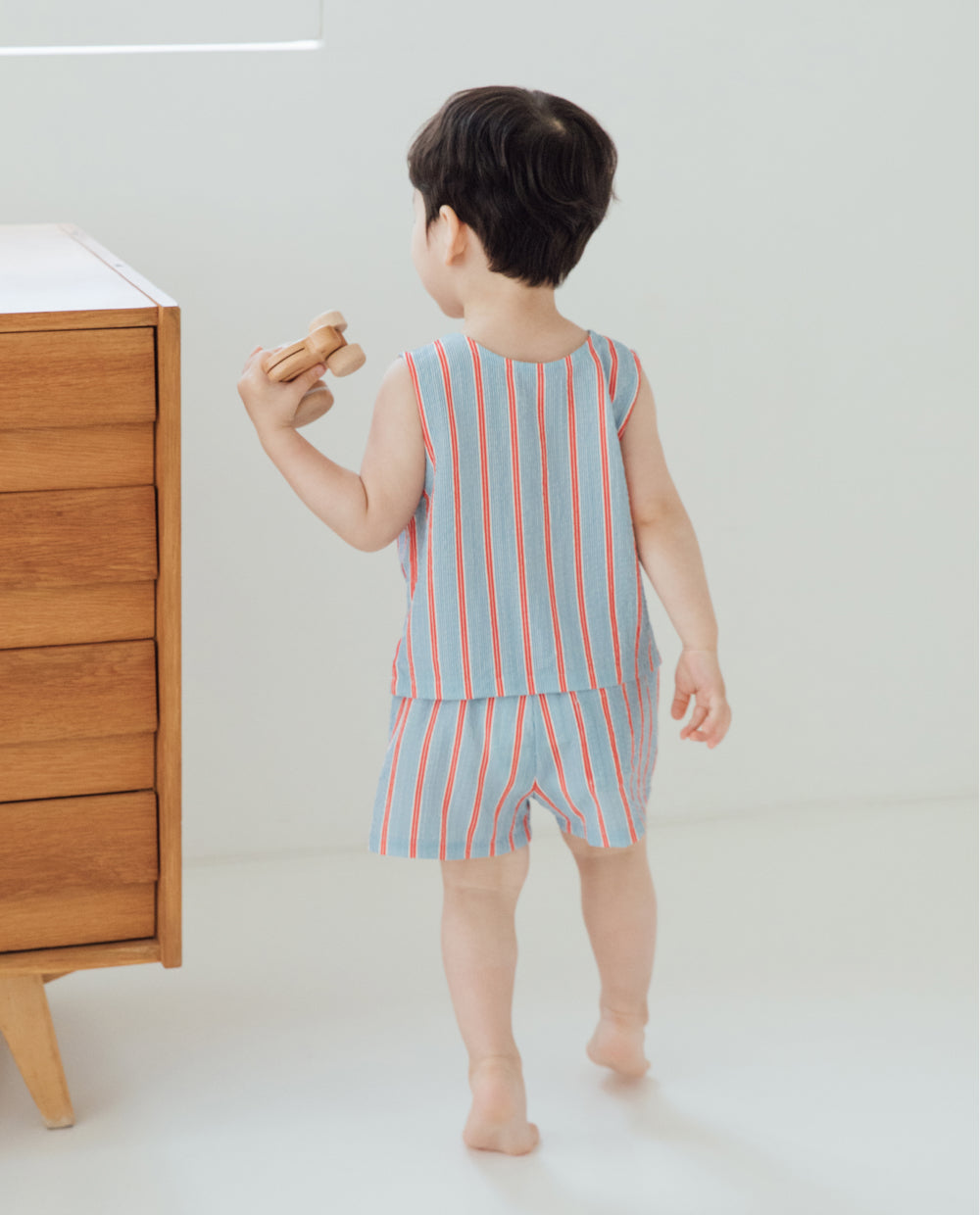 [Kids] エアークリンクル ストライプ ノースリーブ セットアップ