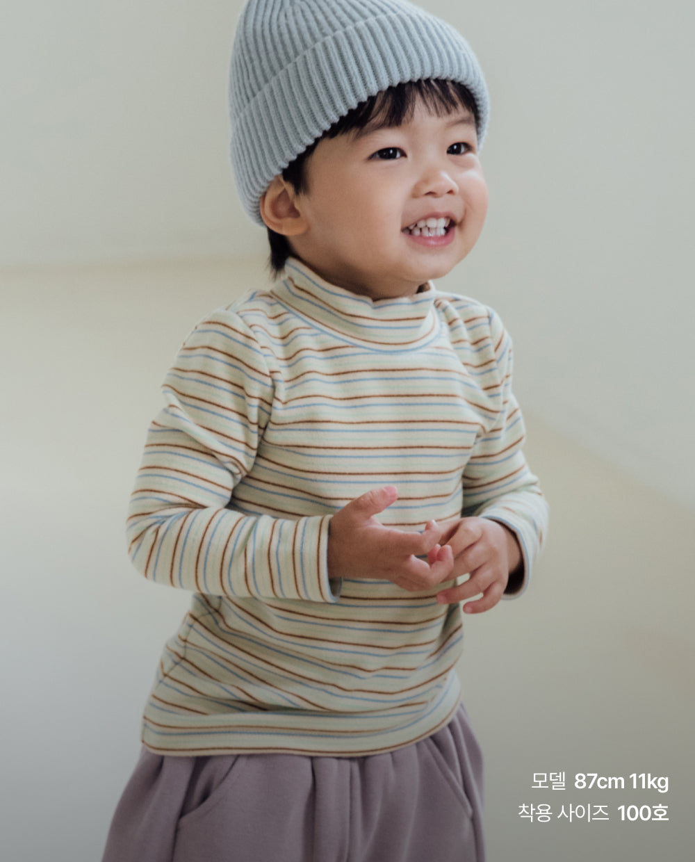 [Kids] ふんわりなめらか ハーフネック スリムフィット Tシャツ
