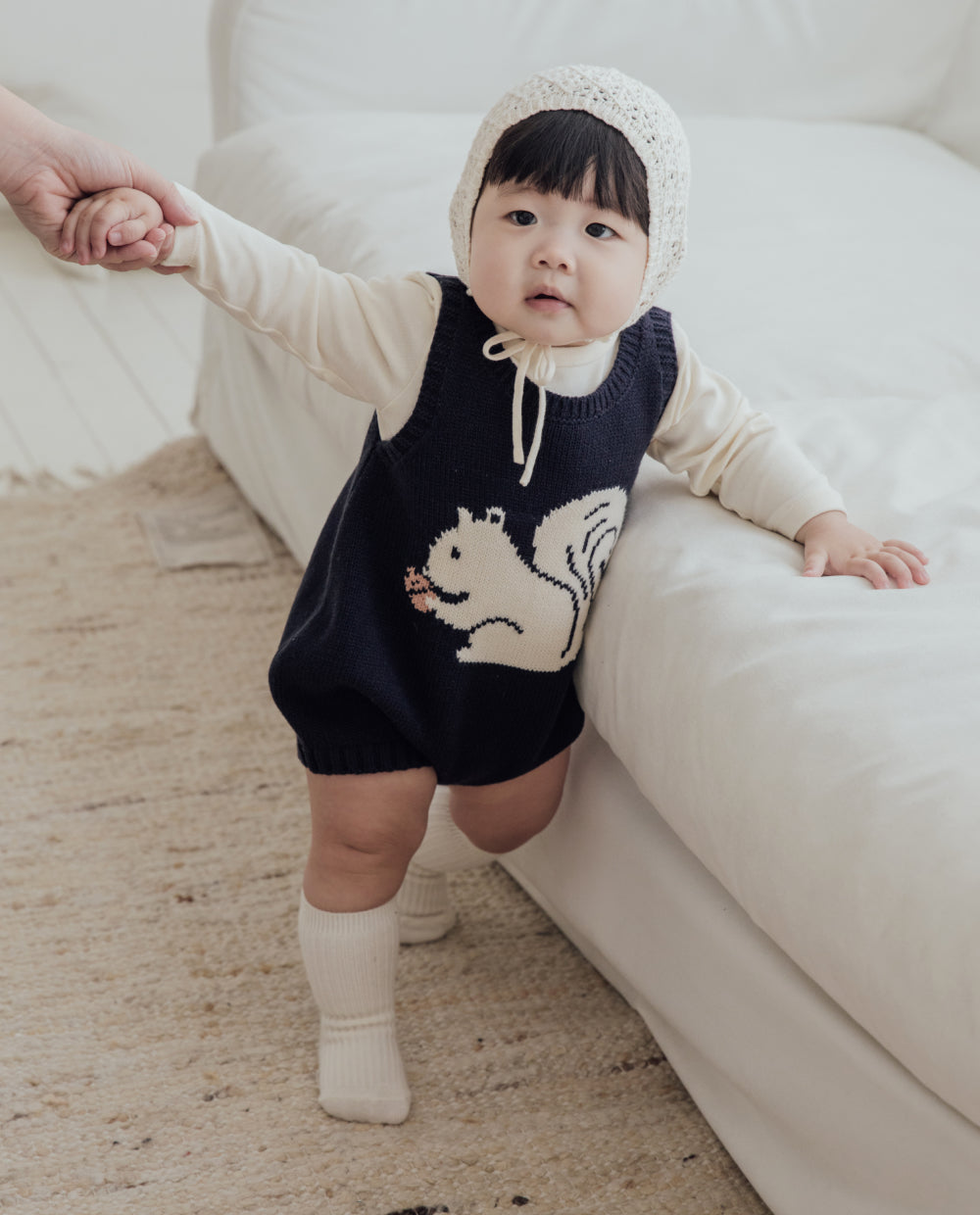 [Baby] ソフトジャガードニットロンパース