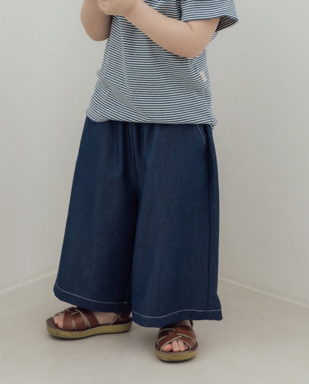 [Kids] ライトデニム 7分丈ワイドパンツ